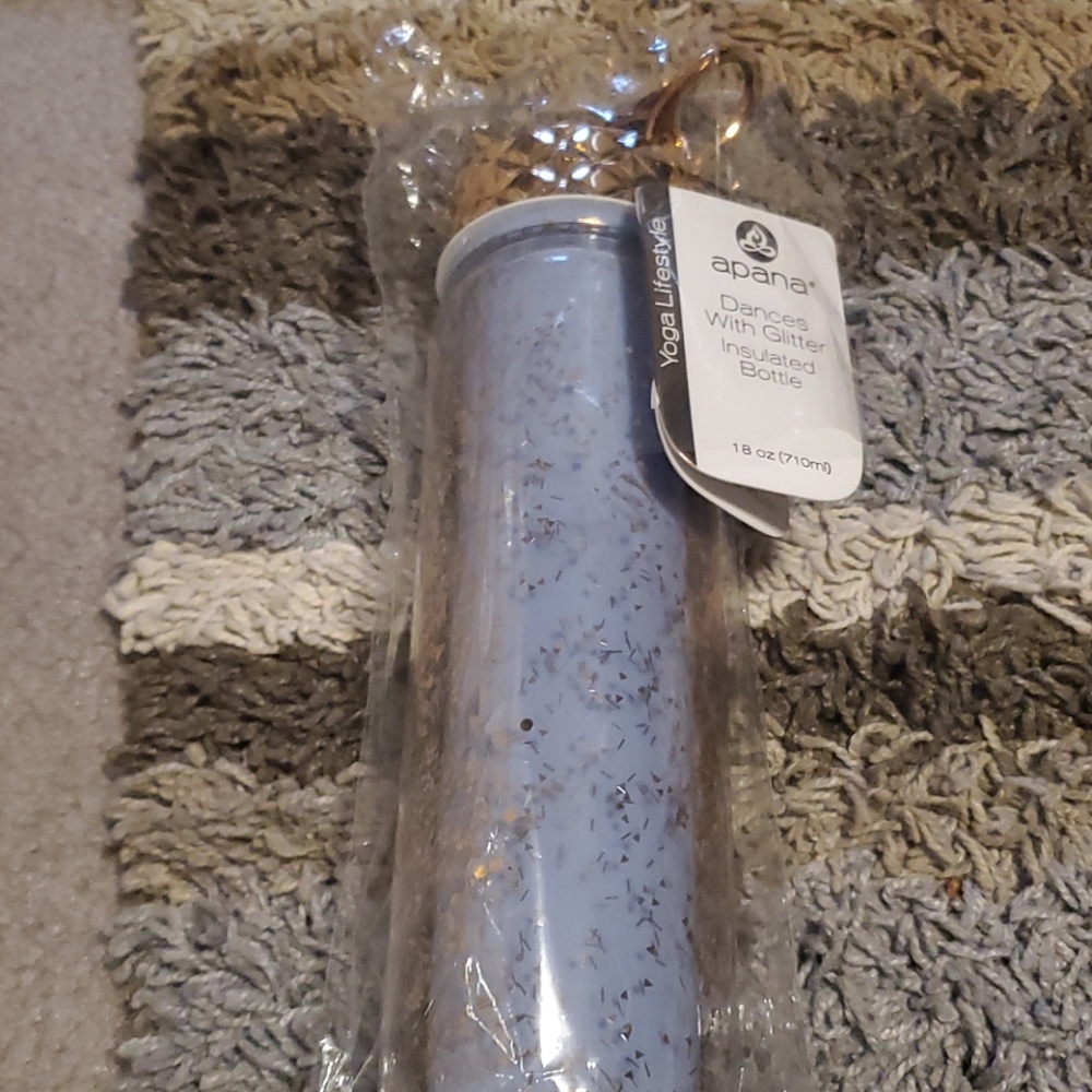 Apana top line glittery yoga water bottle lite blu